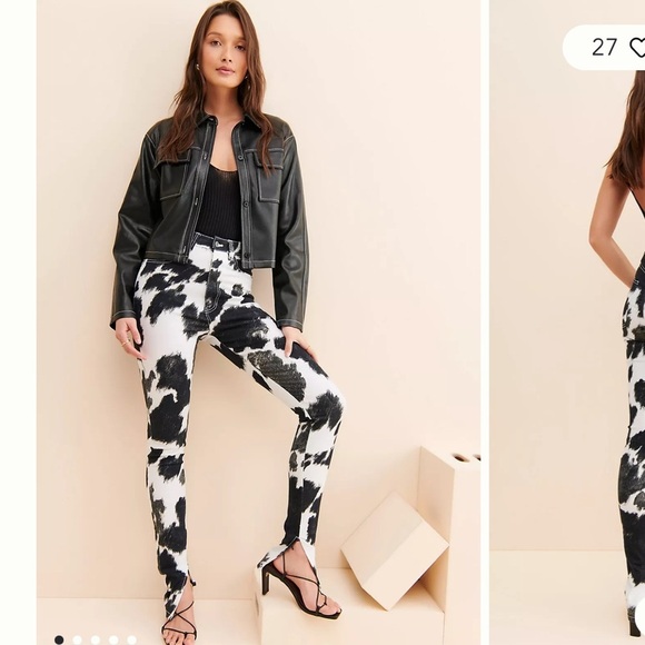 WeWoreWhat Stiletto Slit Skinny Animal Print denim ladies size 25 ladies Revolve - Picture 2 of 7